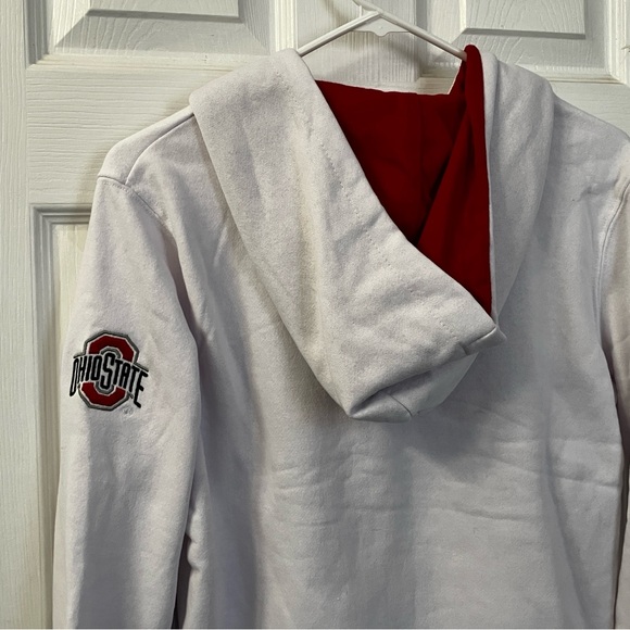 Ohio State Buckeyes Women's Arched Name Full-Zip Hoodie - White - Picture 5 of 5